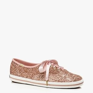 Kate Spade Keds size 5.5 Rose Gold Glitter